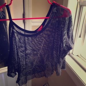 Asymmetrical Fishnet Top